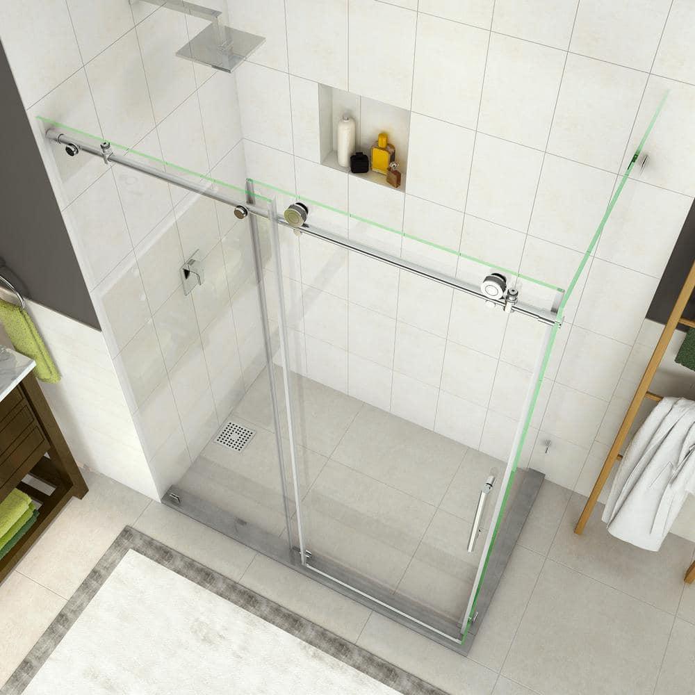 Coraline 56" - 60" W x 33.875" D x 76" H Frameless Sliding Shower Enclosure