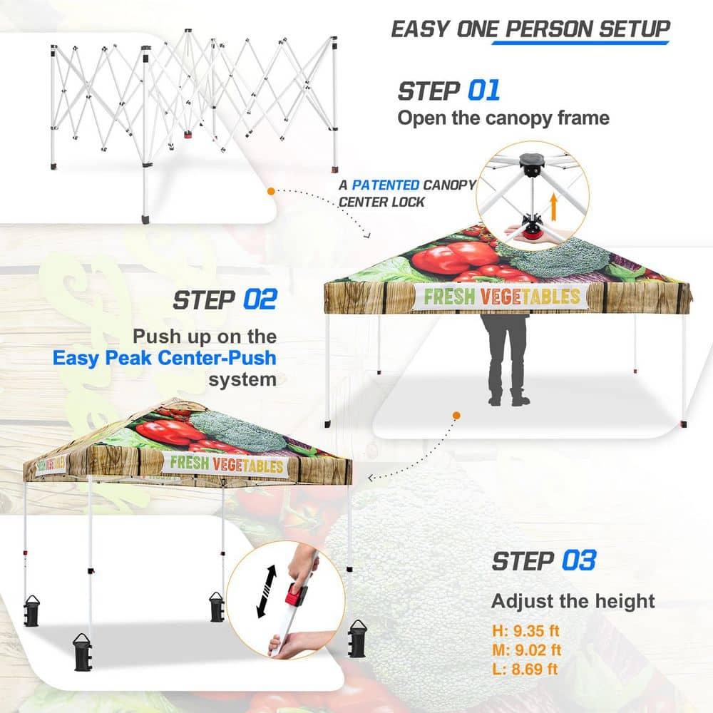 EAGLE PEAK Pop Up Canopies 10 Ft. W x 10 FT. D Metal Party Tent Canopy