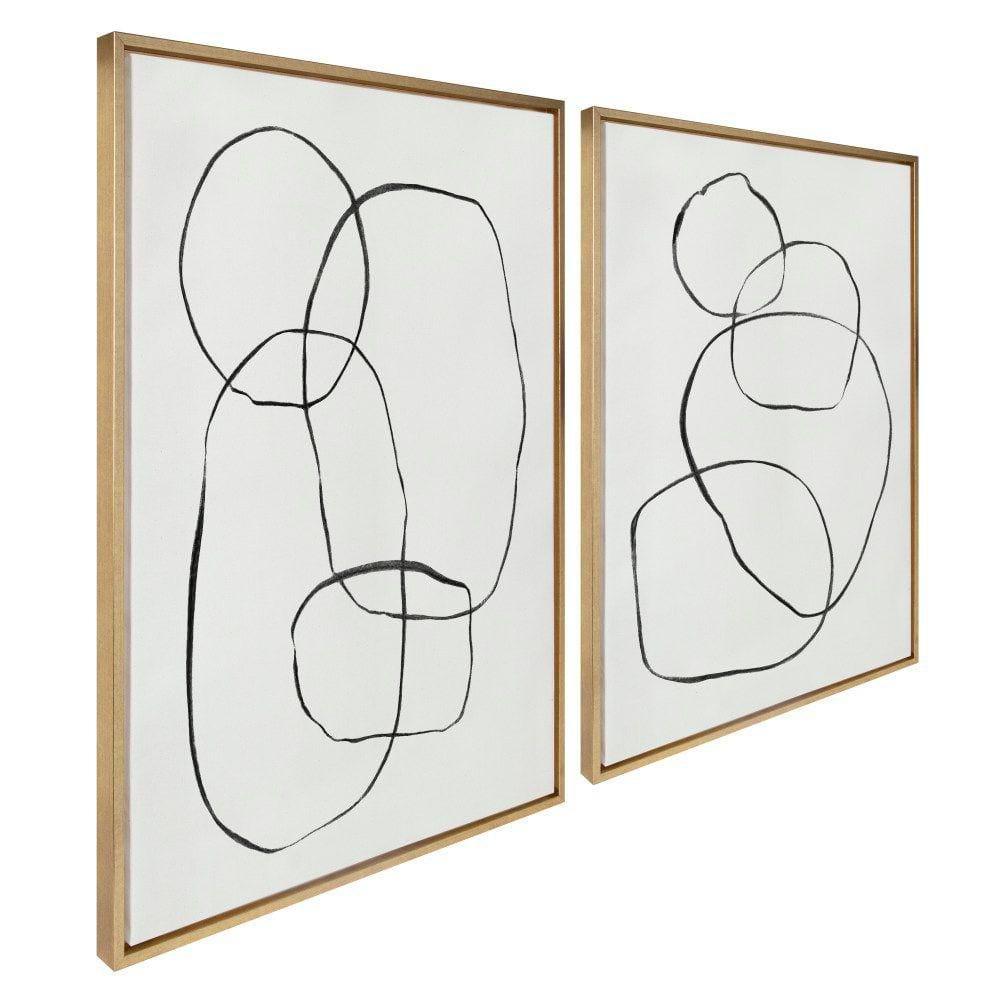 Kate & Laurel All Things Decor: 28"x38" Sylvie Abstract Canvas Art Set, Teju Reval Gold Frame