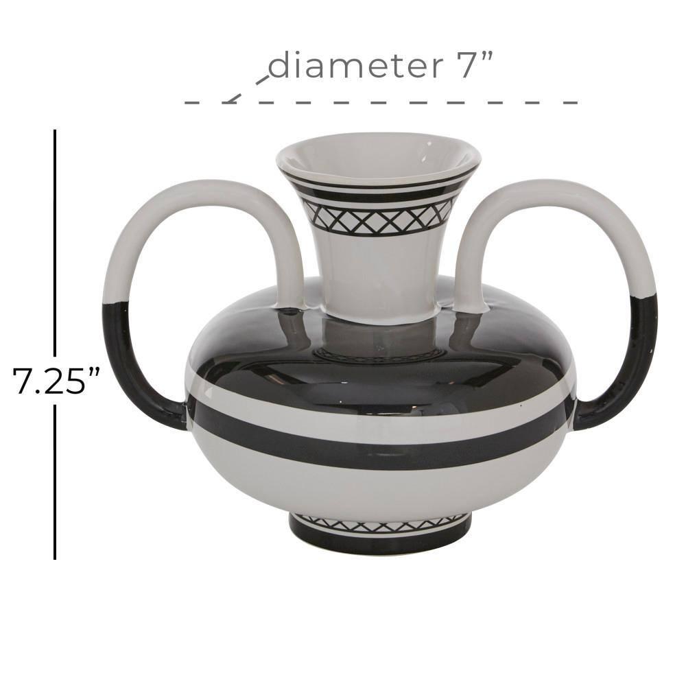 Novogratz Ceramic Decorative White Vase with Handles