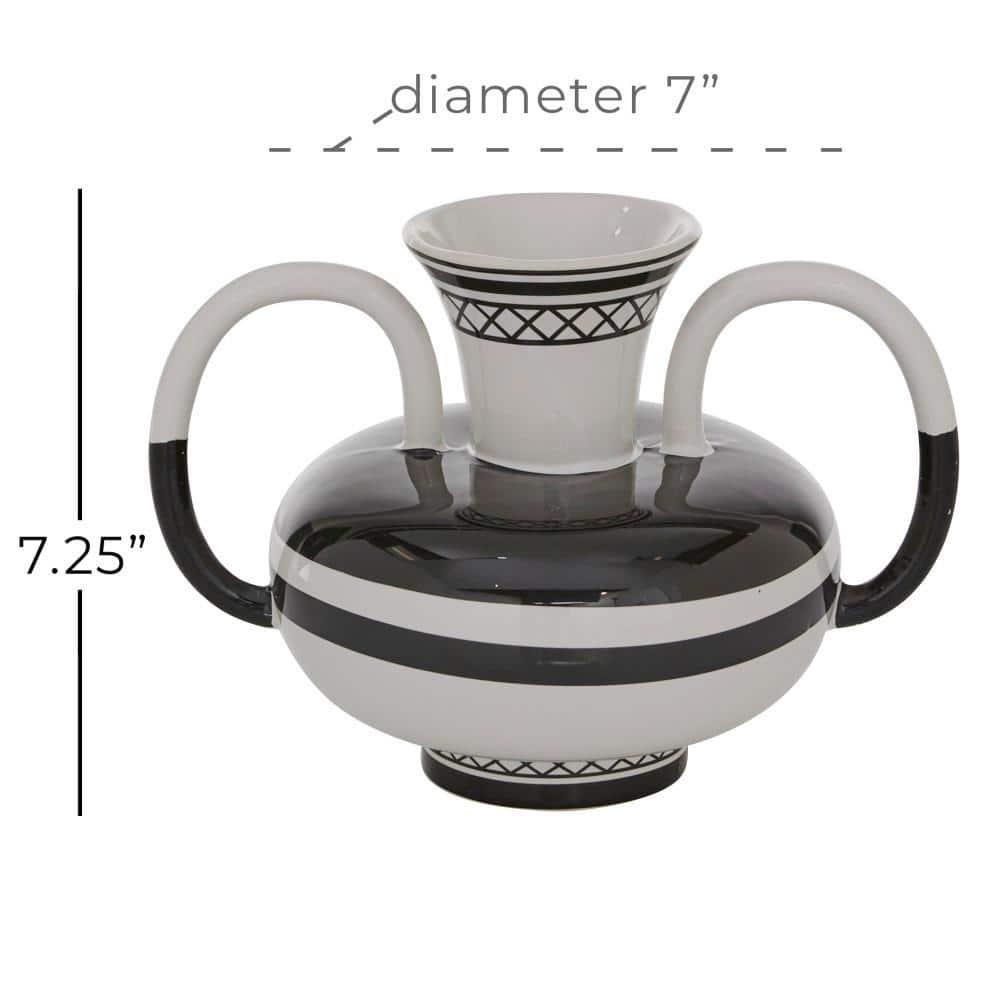Ceramic Decorative White Vase with Handles