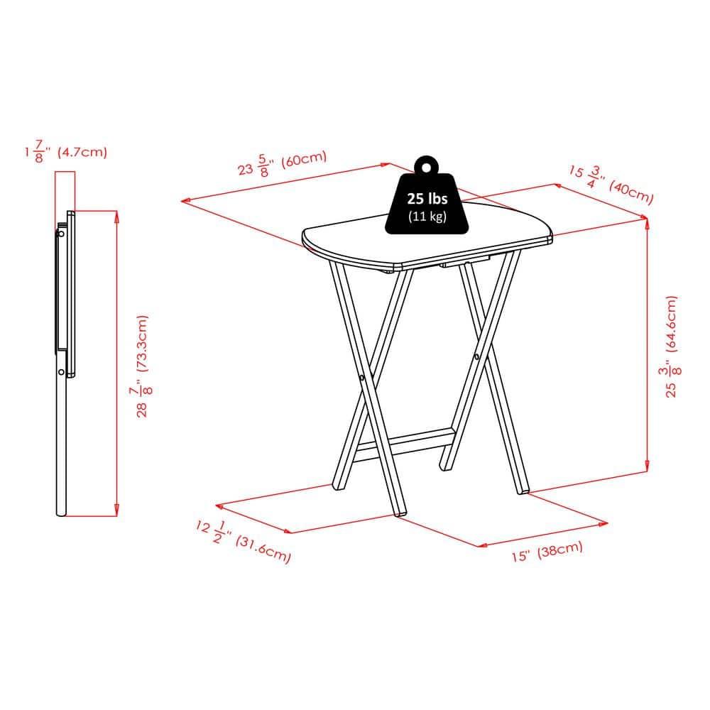 2pc Cade Oversize Oblong Snack Table Coffee - Winsome: No Assembly, Wood Frame, 25lb Capacity