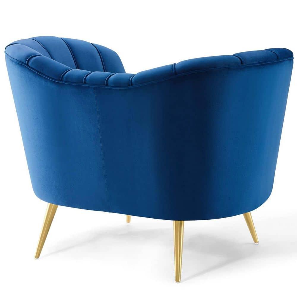 Modway Opportunity Modern Performance Velvet Armchair in Navy Finish