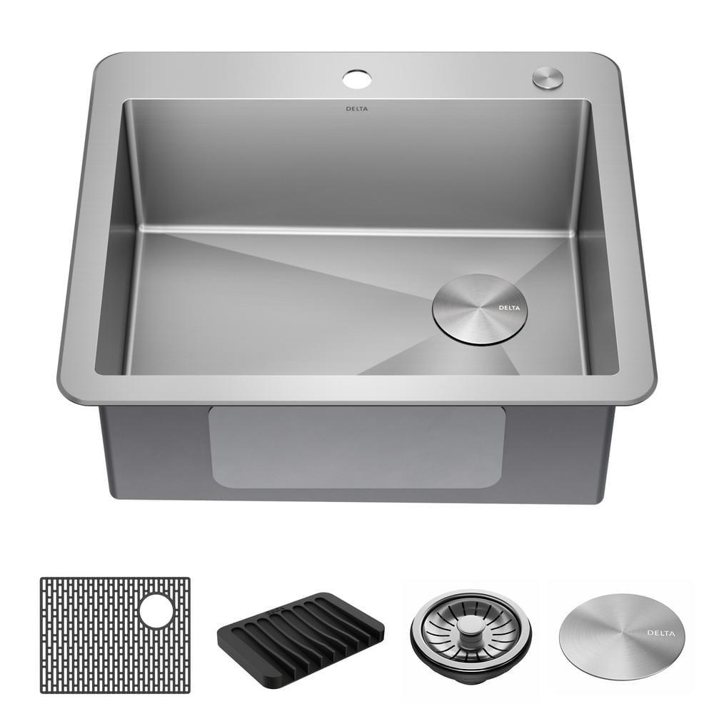 Delta Marca™ Drop-In Undermount Stainless Steel Single Bowl Kitchen Sink with Accessories