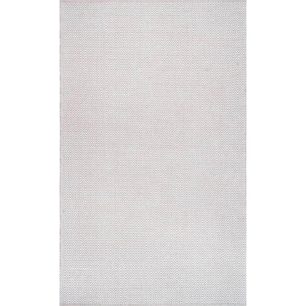 6'x9' Cotton Hand Loomed Lorretta Area Rug Taupe - nuLOOM: Modern Flat Pile Rectangle, Indoor Use, Canvas Backing