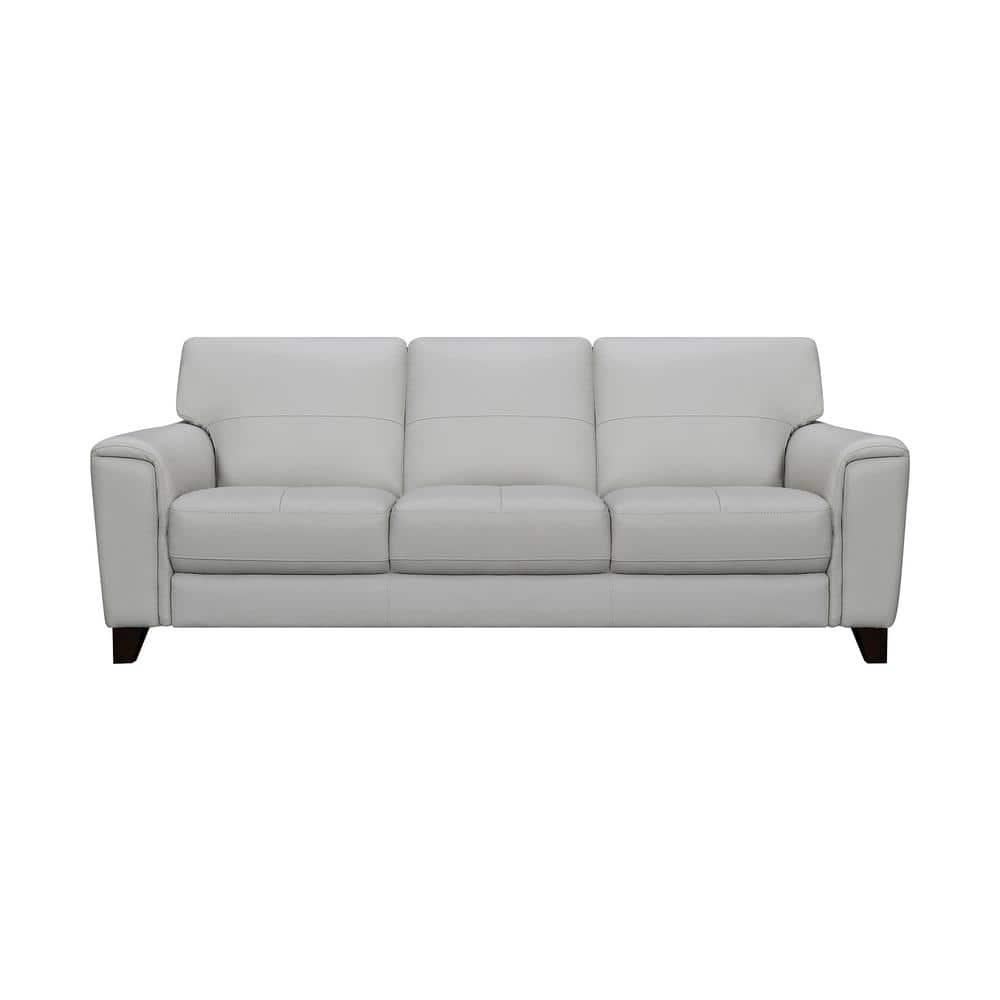 Bergen 87" Dove Gray Genuine Leather Square Arm Sofa