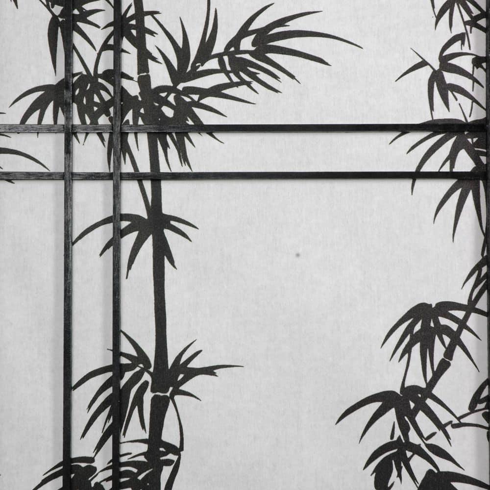 Oriental Furniture 7 Ft Tall Double Cross Bamboo Tree Shoji Screen, 3 panel, black
