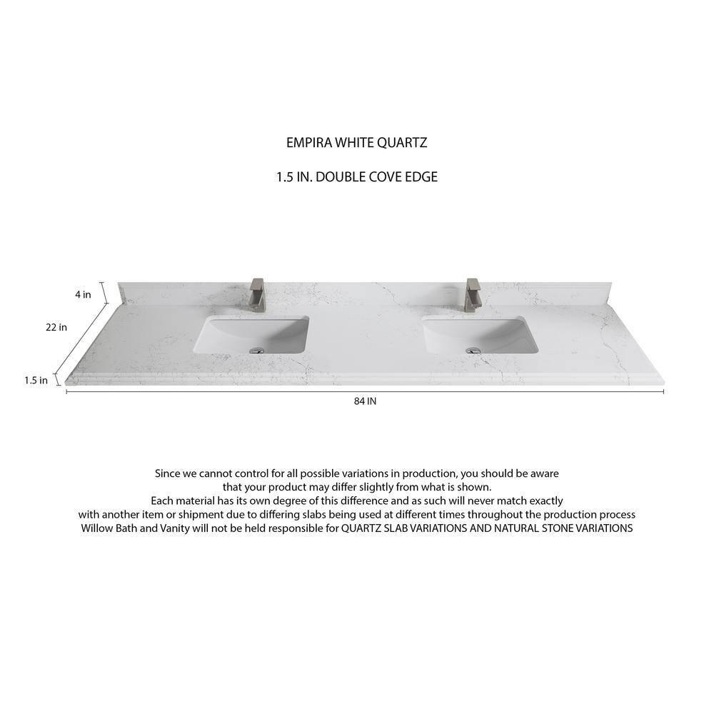 Willow Collections Aberdeen 84'' Double Bathroom Vanity with Quartz Top