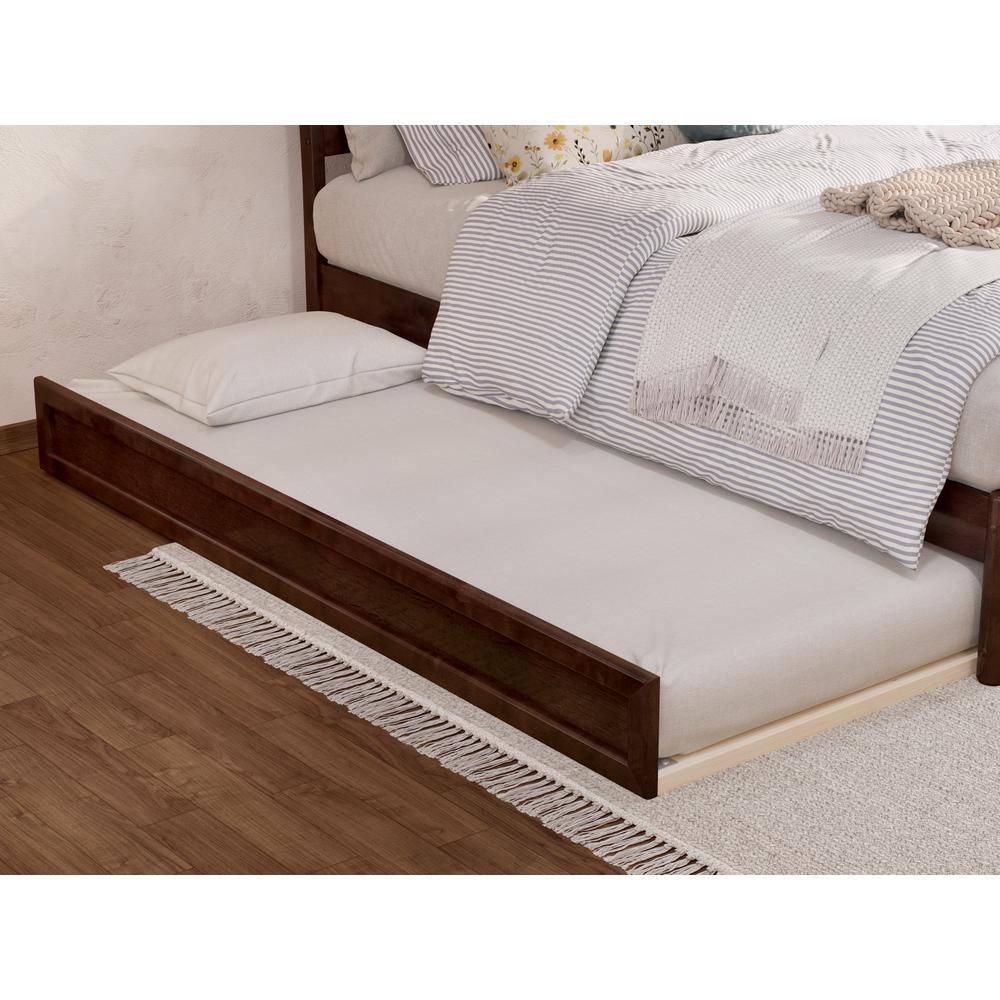 AFI, Andorra Full Platform Bed with Panel Footboard and Twin Trundle, Walnut