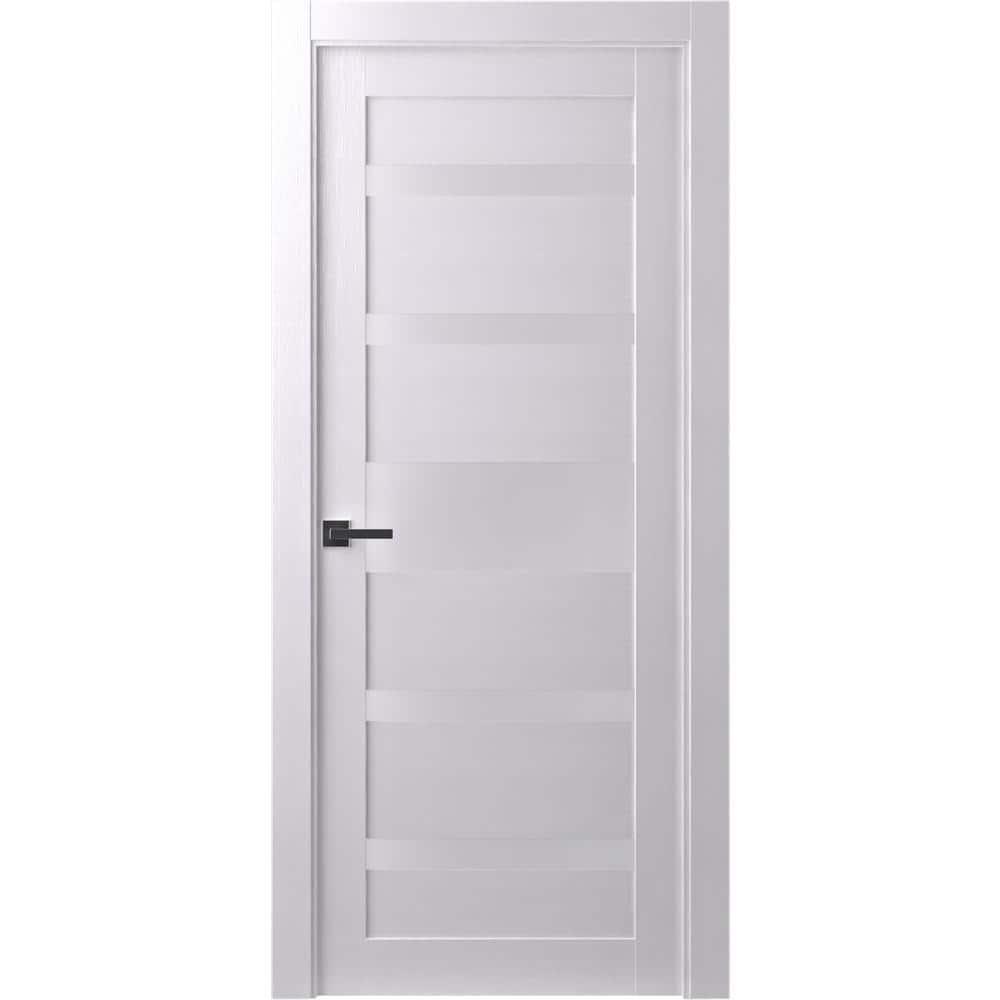 Belldinni Kina No Bore Solid Core 5-Lite Frosted Glass PP Finished Wood Composite Interior Door Slab