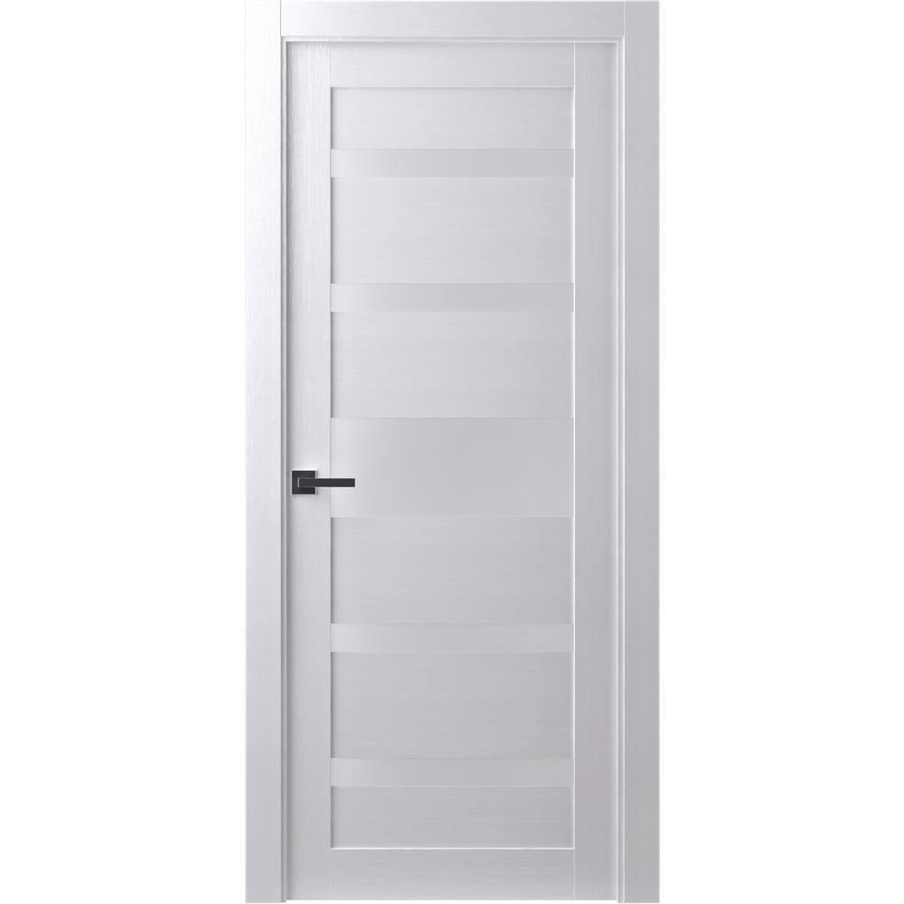 Belldinni Kina No Bore Solid Core 5-Lite Frosted Glass PP Finished Wood Composite Interior Door Slab