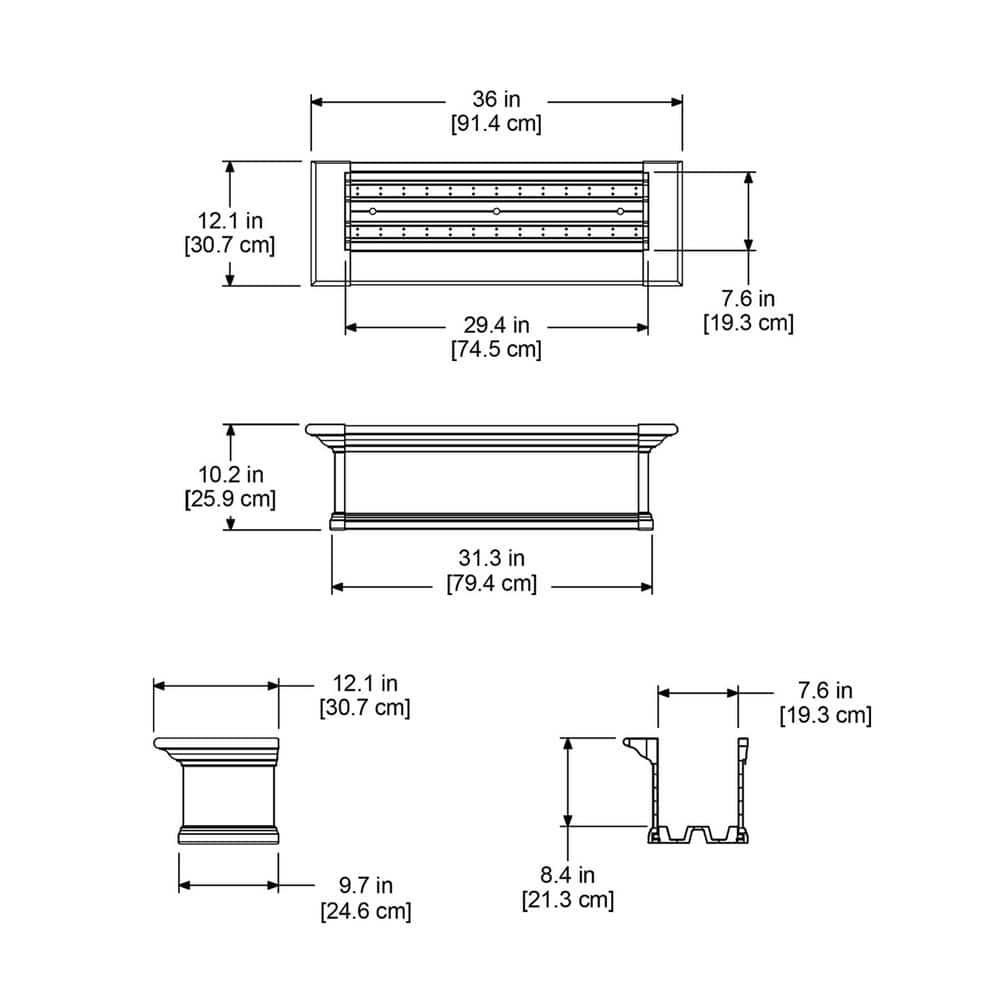 Mayne Yorkshire 3ft Window Box - Customizable - Vinyl Planter Box - White (4823-W)