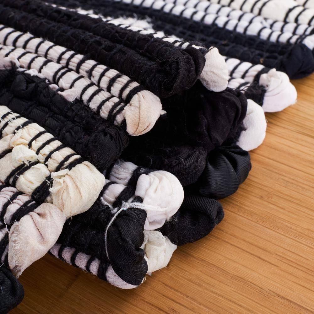 Rag Rug RAR130 Hand Woven Indoor Runner Rug - Black/Multi - 2'3"x8' - Safavieh.
