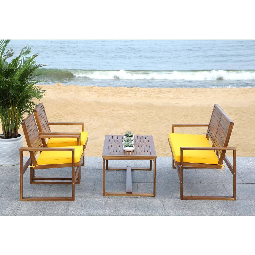 Ozark 4 Piece Set - Indoor/Outdoor - FOX6007 - Natural/Yellow - Safavieh