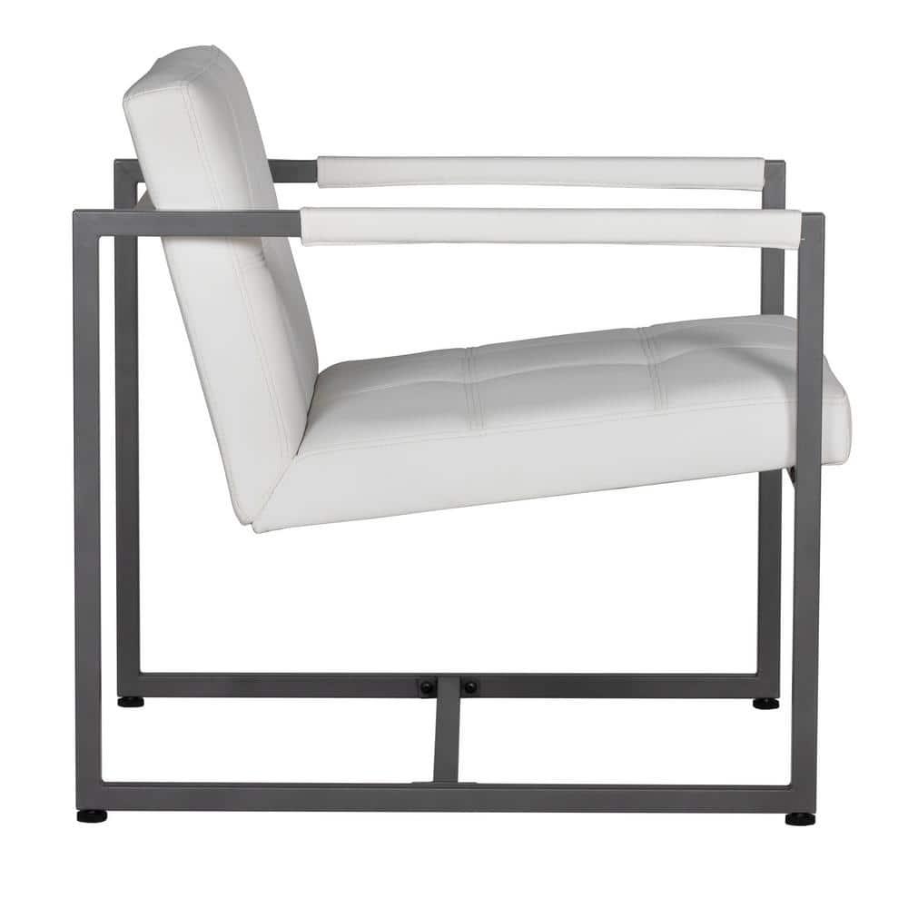 Camber Accent Chair White - Studio Designs Home: Mid-Century Faux Leather, Metal Frame, 250lbs Capacity