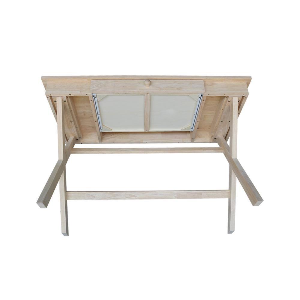 Cross Leg Desk Unfinished - International Concepts: Rubberwood Writing Desk with Drawer, Hardwood Frame