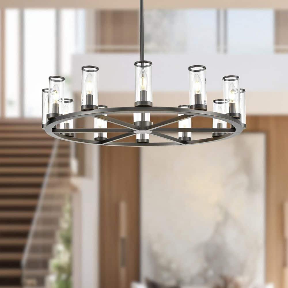 Alora Lighting Revolve 12 - Light Dimmable Wagon Wheel Chandelier