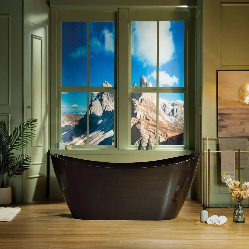 67" x 32" Freestanding Soaking Acrylic Bathtub