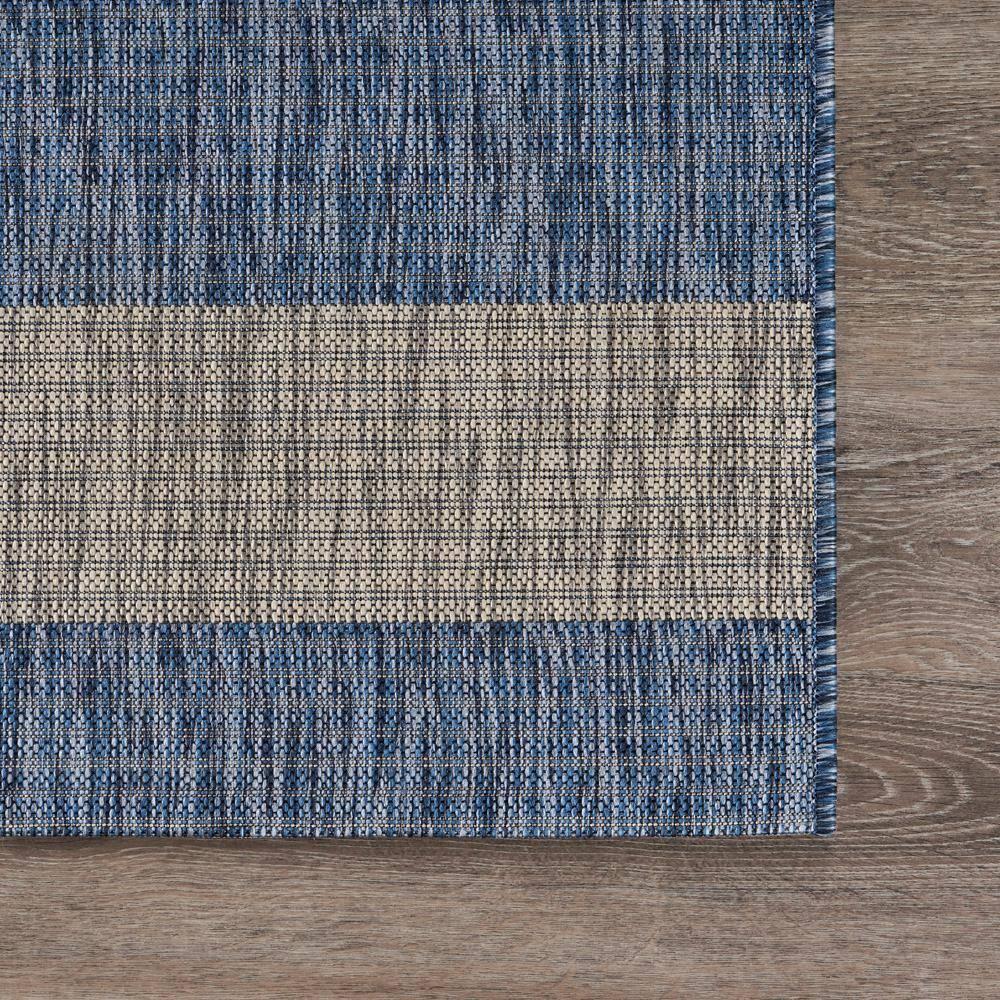 LR Home Camila 5' x 7', Gray/Blue Stripe Fade, Stain, and Moisture Resistant Indoor/Outdoor Area Rug
