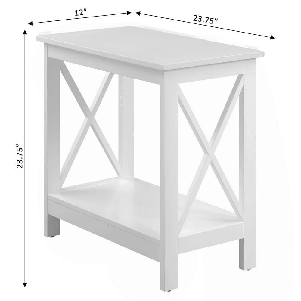 Oxford Chairside End Table with Shelf, White
