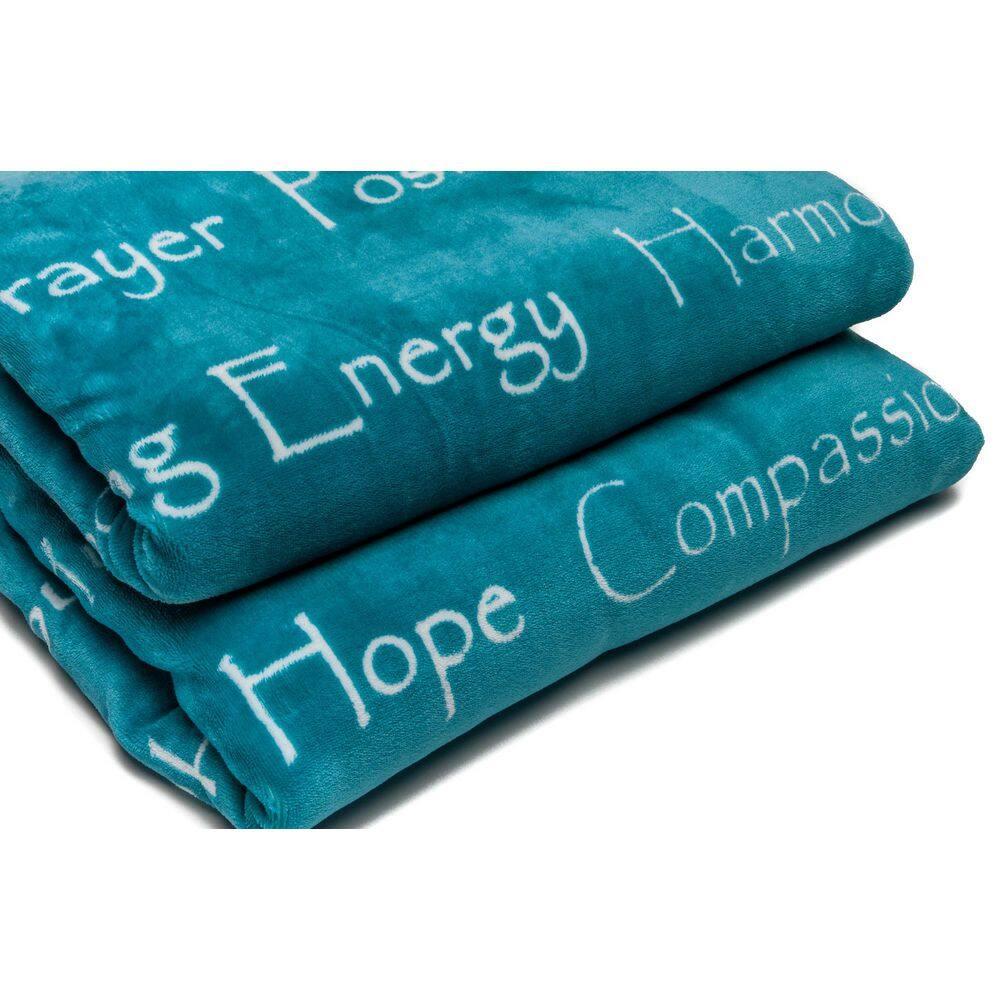 Chanasya Sympathy Warm Hugs Support Gift Throw Blanket with Plush Faux Shearling Side - (Twin) Teal