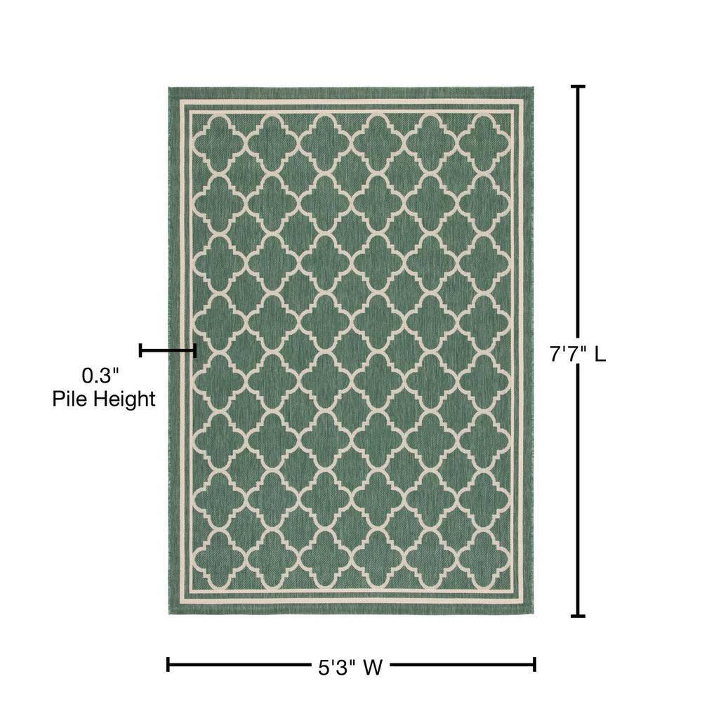 Courtyard CY6918 Power Loomed Indoor/Outdoor Area Rug - Dark Green/Beige - 5'3"x7'7" - Safavieh.