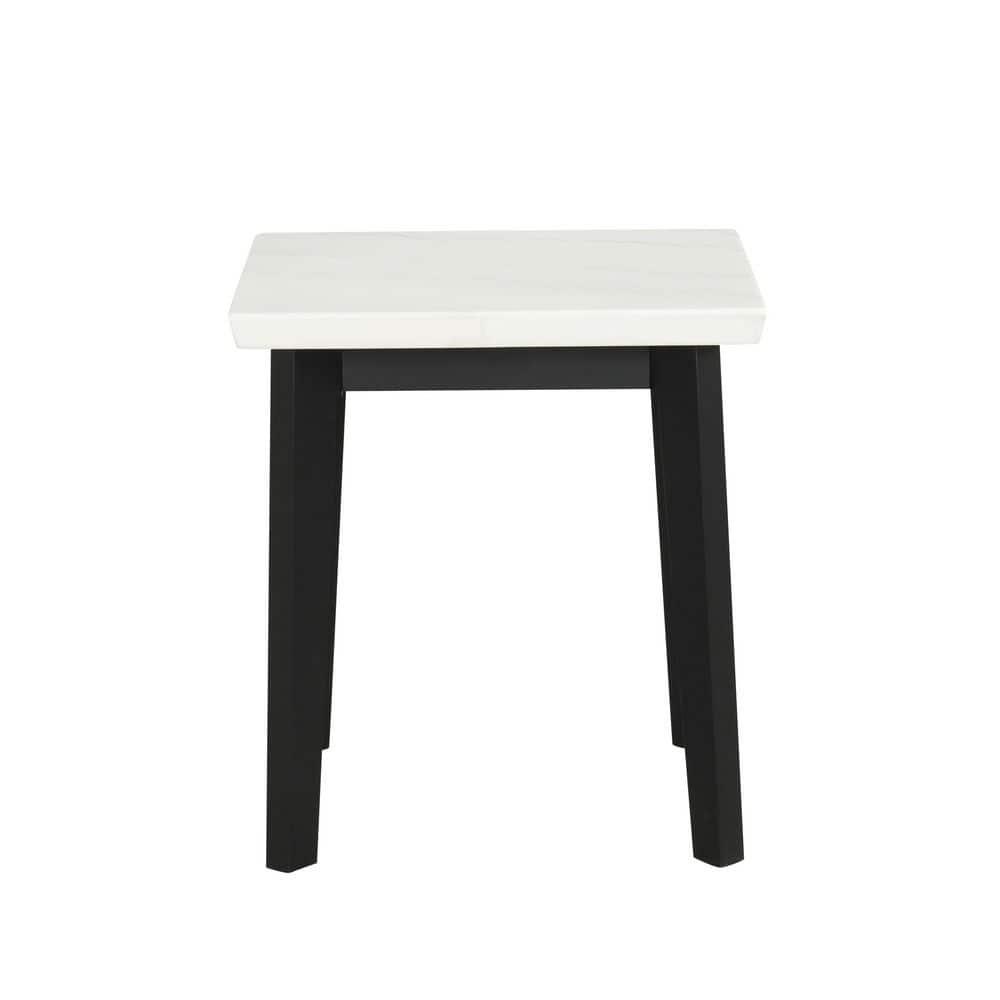 Furniture of America Dorth Marble Top Square Coffee Table, White and Black