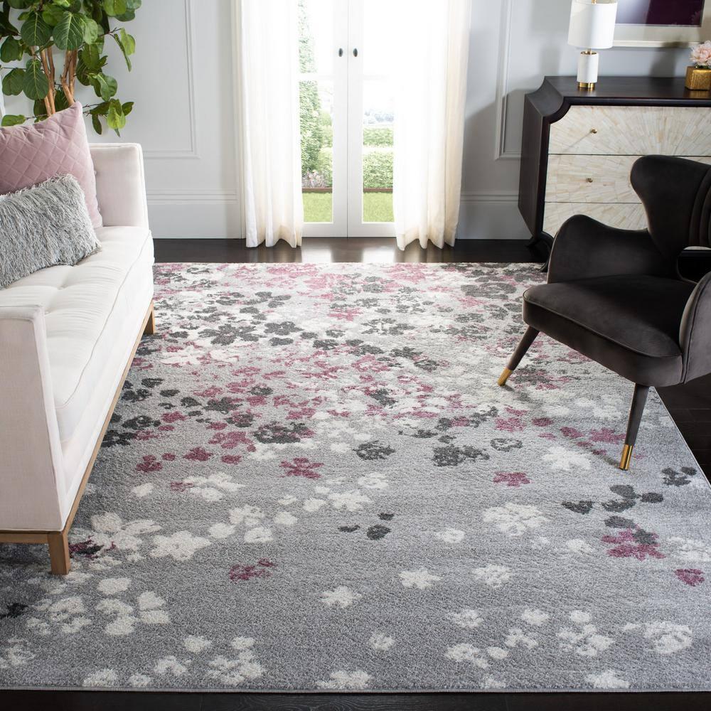 Adirondack ADR115 Machine Made Indoor Area Rug - Light Grey/Purple - 8'x8' - Safavieh