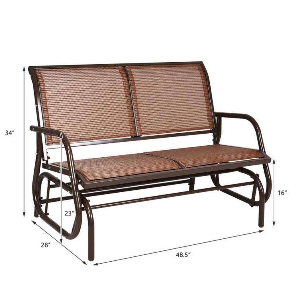 Costway 48'' Outdoor Patio Swing Glider Bench Chair Loveseat Rocker Lounge Backyard Brown