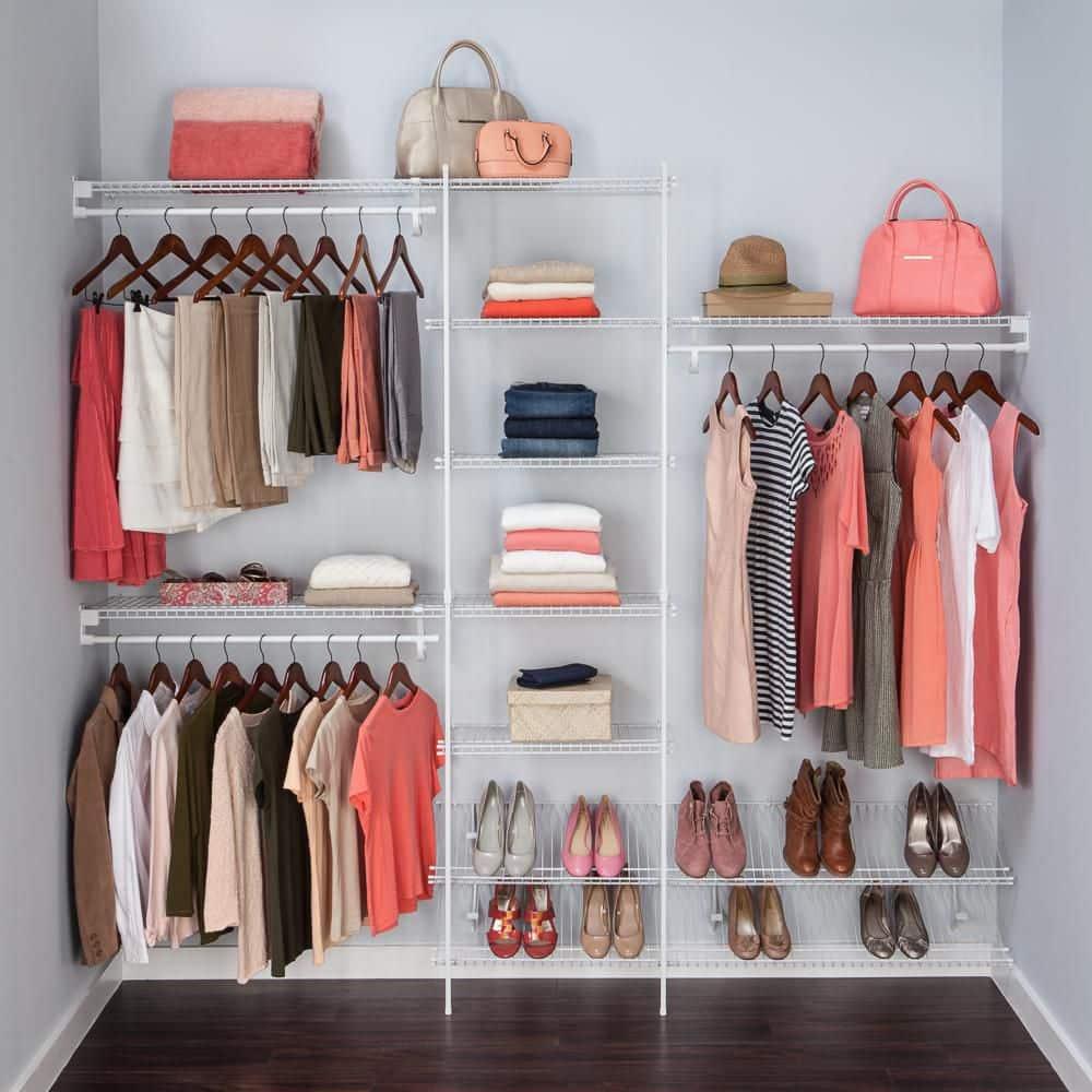 ClosetMaid 5037 5ft. to 8ft. Fixed Mount Closet Organizer Kit, White