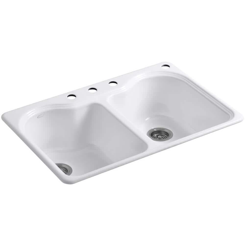 Hartland® 33" L x 22" W x 9-5/8" Double Basin Drop-In Kitchen Sink