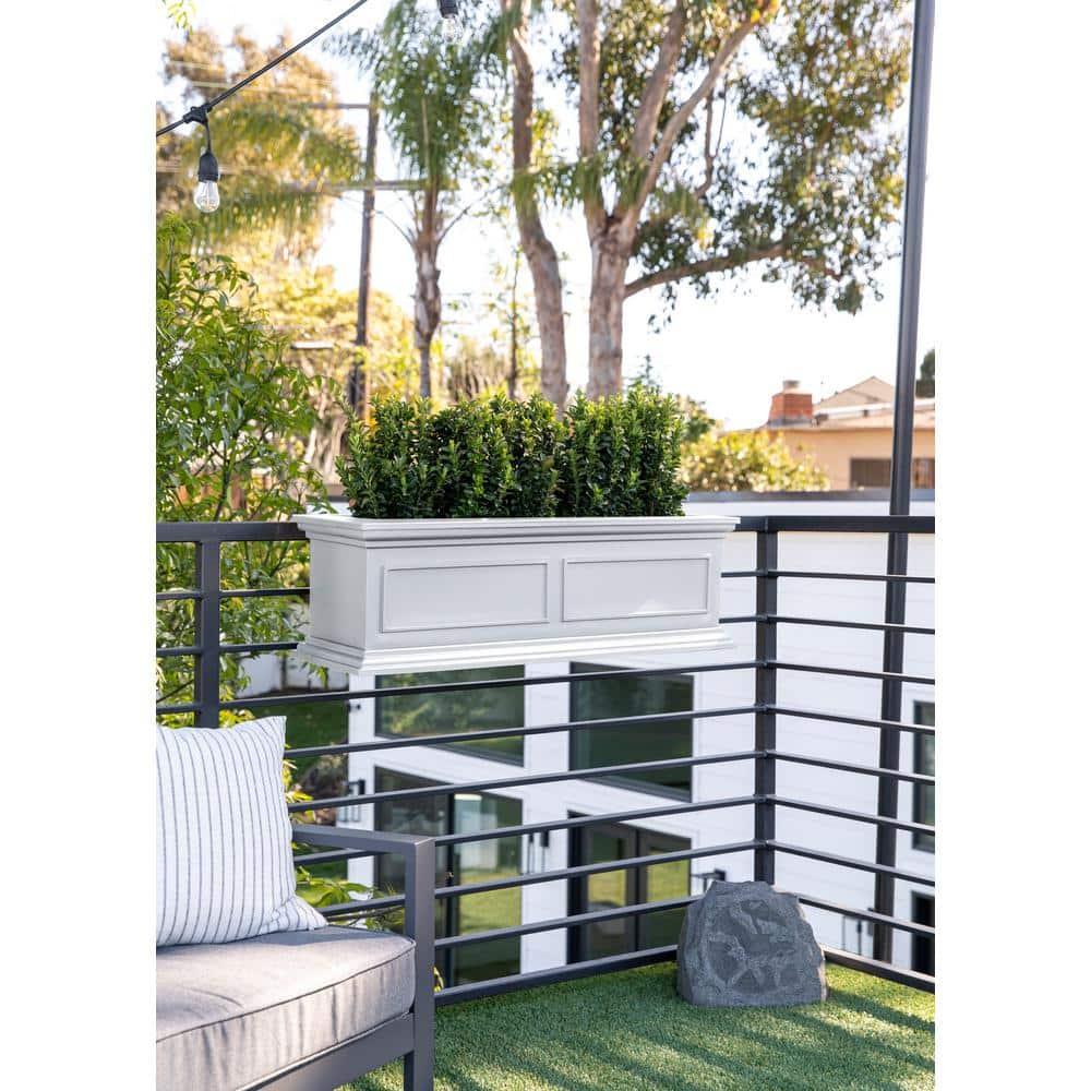 Veradek Brixton Railing Window Box 36" Plastic Planter - White
