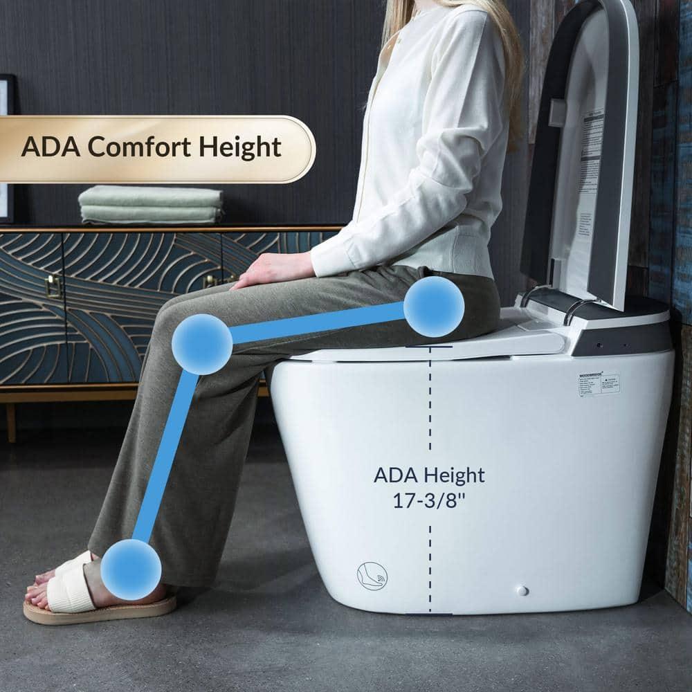 ADA Smart Bidet Toilet with Auto Open & Close, Foot Sensor,Clean Foam Dispenser&MaP Flushing 1000G