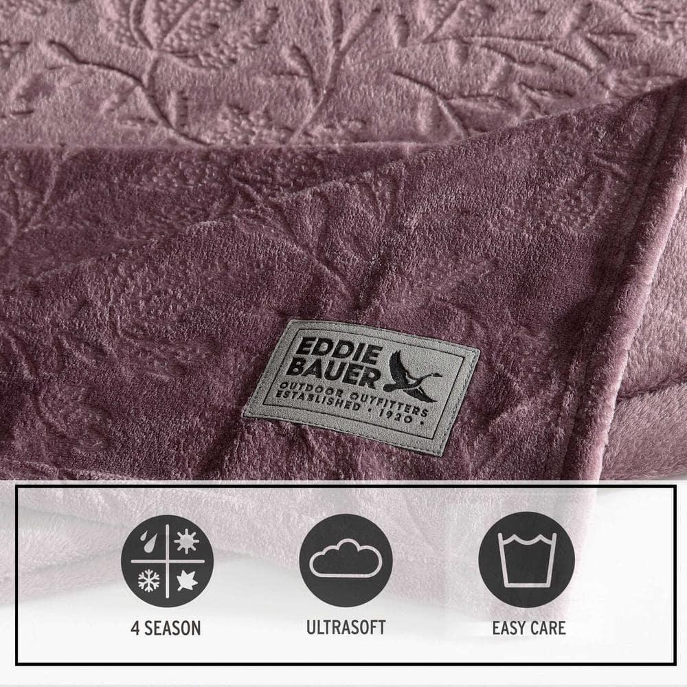 Eddie Bauer Eddie Bauer Woodblock Floral Embossed Signature Plush Throw Blanket