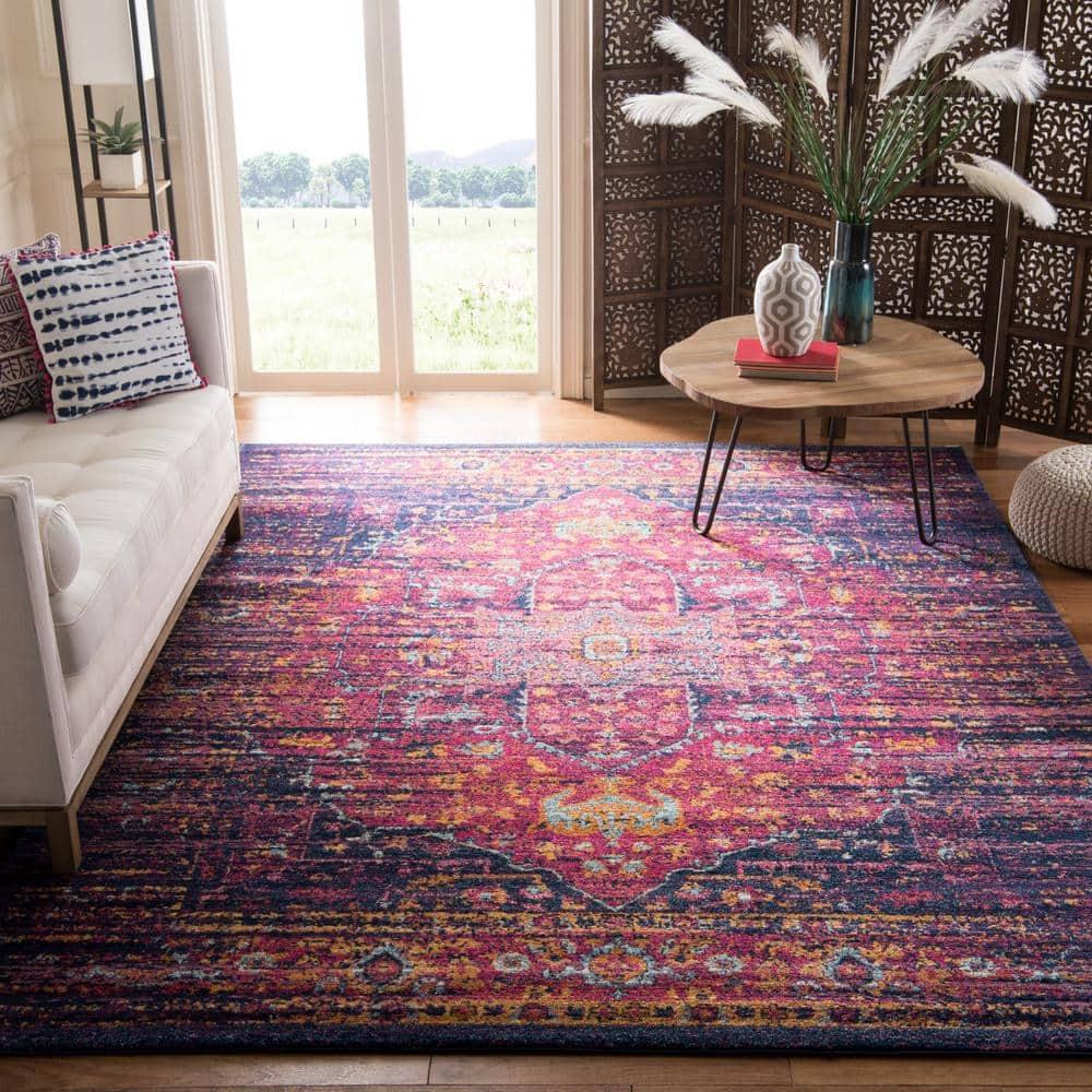 Evoke EVK275 Power Loomed Indoor Area Rug - Blue/Fuchsia - 9'x12' - Safavieh