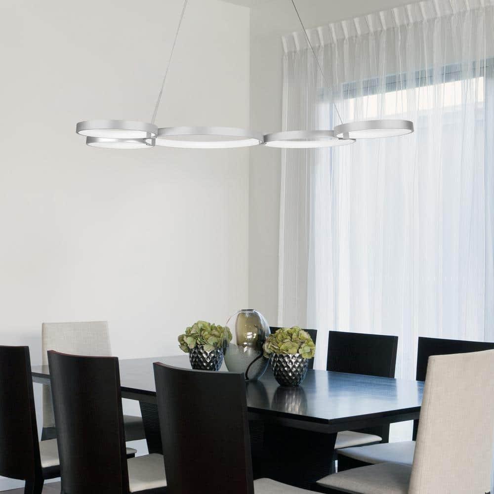 Capella 5-Light Geometric Ring Pendant 50" Integrated LED ETL Certified Adjustable Chandelier