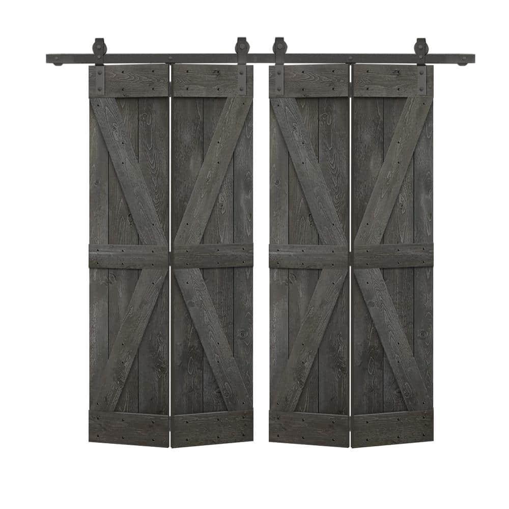Calhome 84'' Solid Wood Barn Doors Painted without Installation Hardware Kit Barn Door
