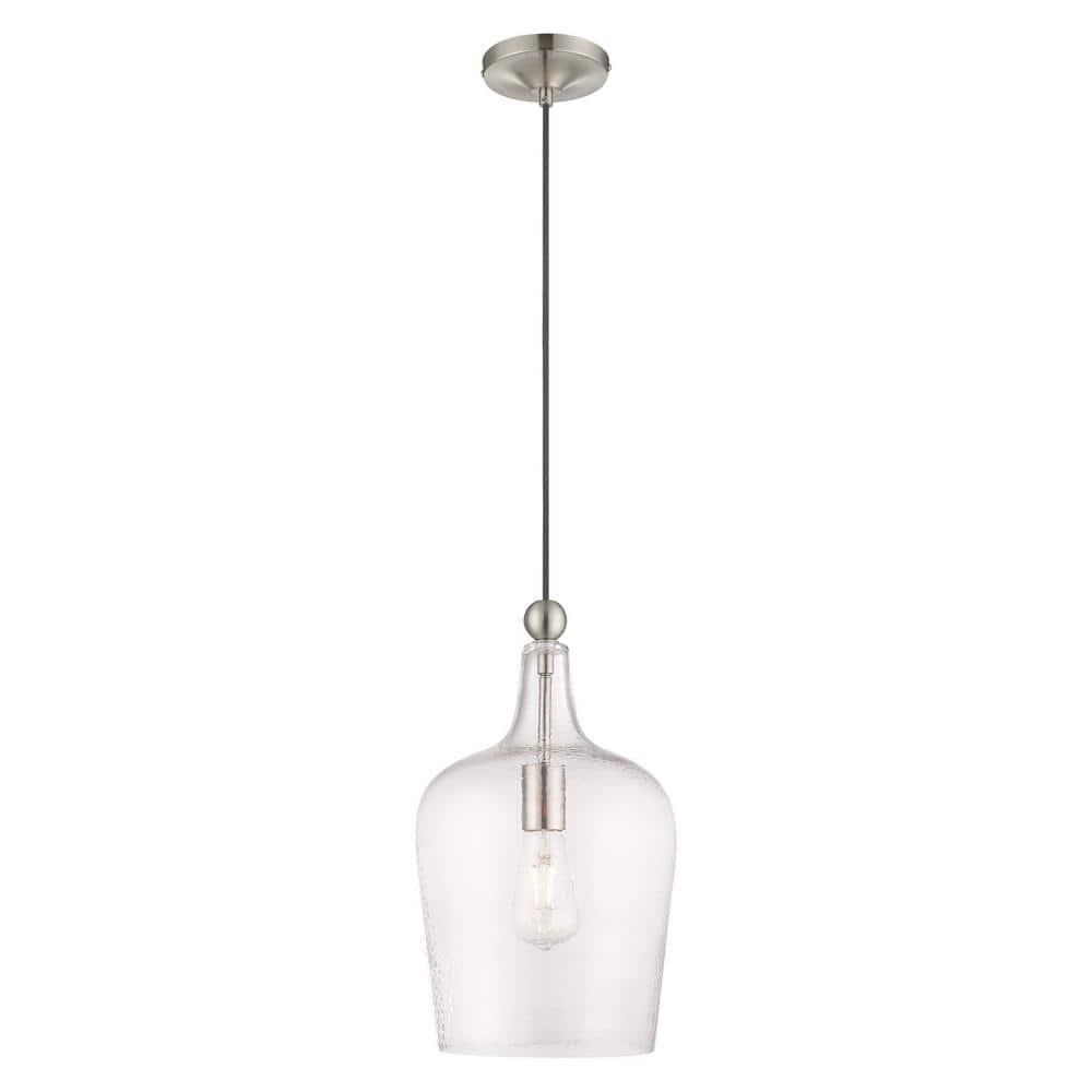 Livex Lighting Art Glass 1 - Light Pendant in  Brushed Nickel
