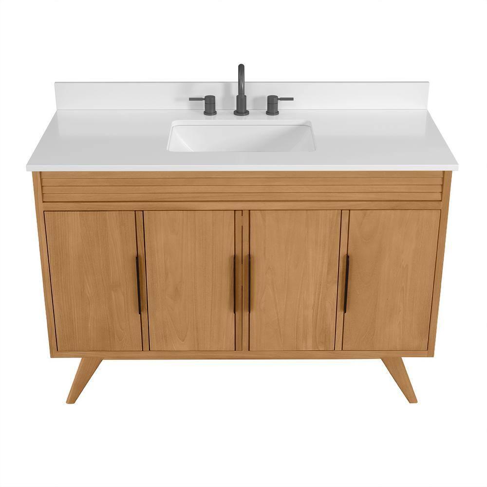 Taylor 48 in. Single Natural Teak Bathroom Vanity with Quartz Top