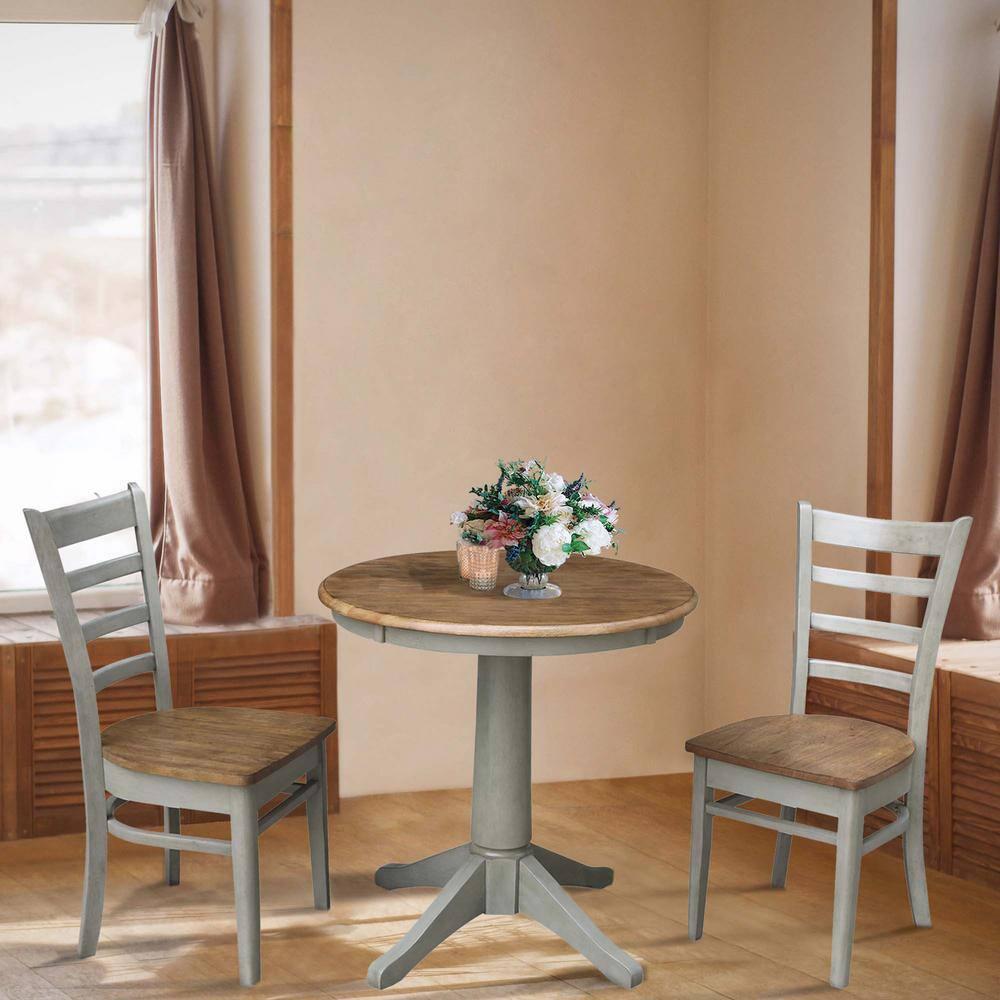 International Concepts 30" Round Top Pedestal Table - Dining Height - Distressed Hickory/Stone