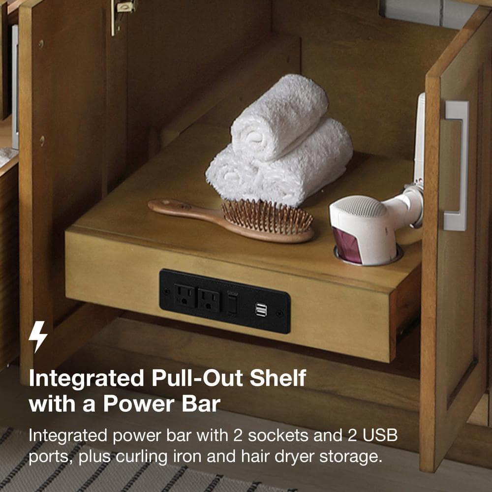 OVE Decors Athea 60 in. W Bath Vanity with Premium Countertop and Power Bar