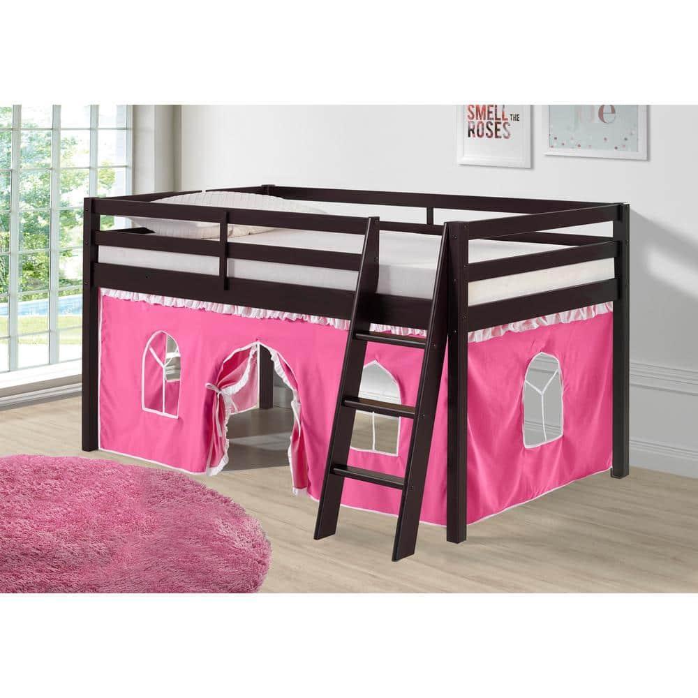 Alaterre Roxy Junior Loft - Espresso with Pink and White Bottom Tent
