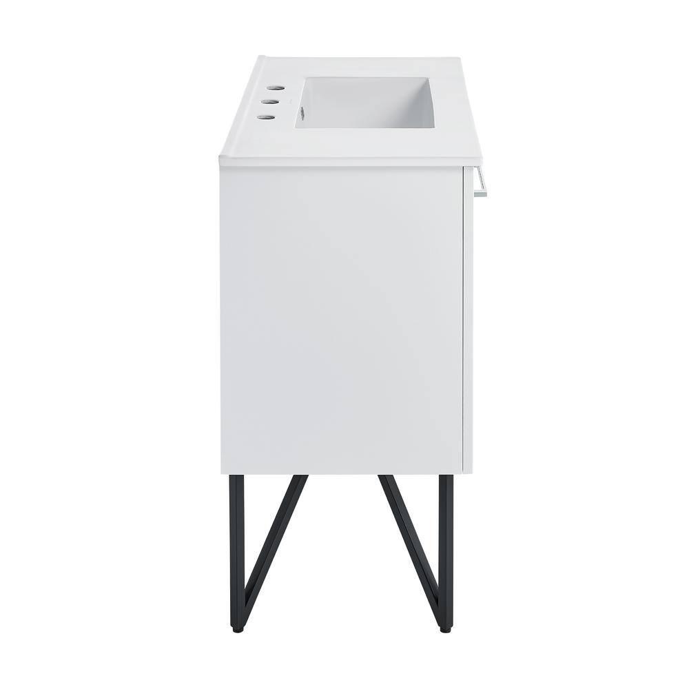 Annecy 36 In. White Bathroom Vanity With 3-Hole Ceramic Sink Top