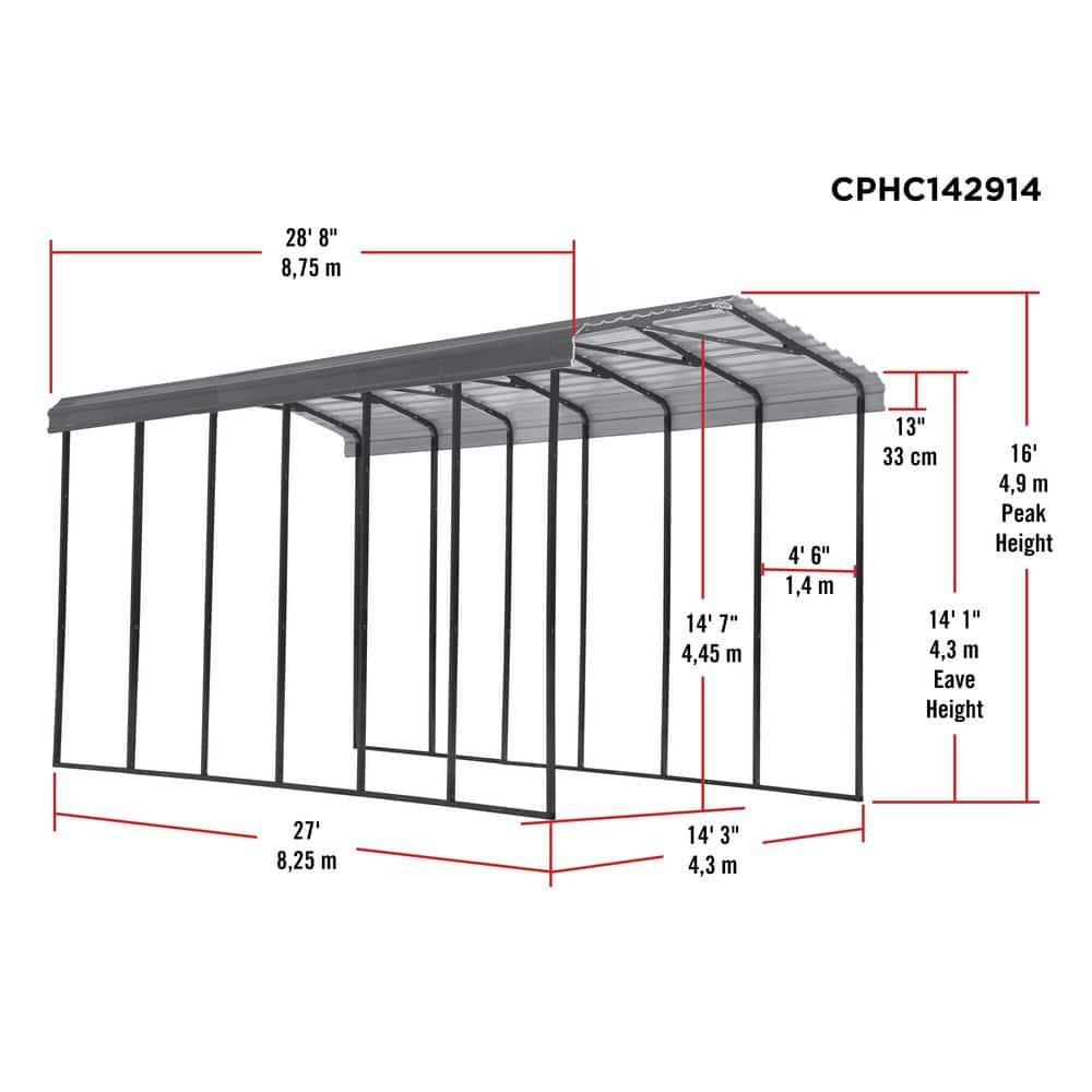 Arrow Arrow Carport, 14 ft. x 29 ft. x 14 ft.