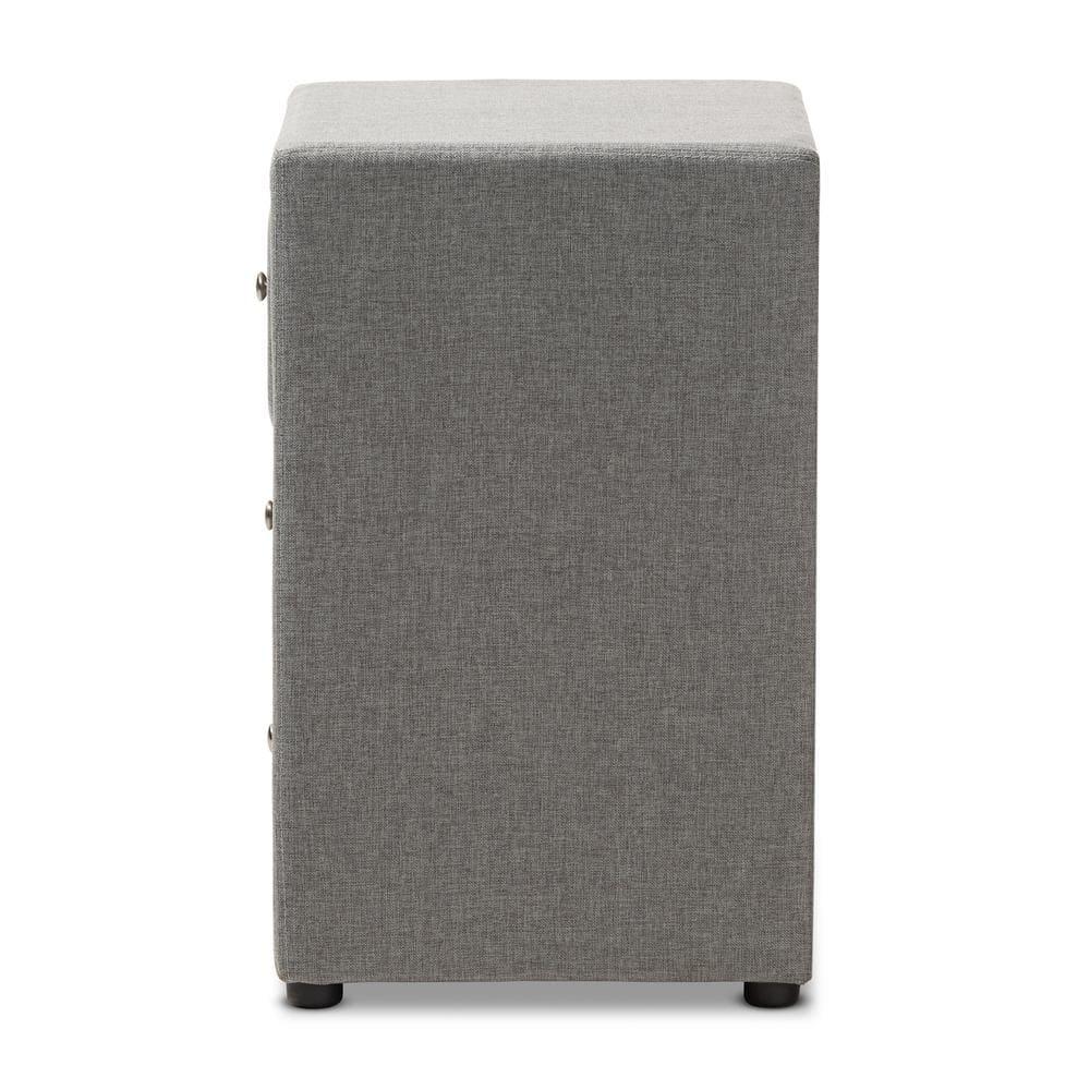 Tessa 3 Drawer Nightstand Gray - Baxton Studio: Contemporary Design, Chrome Knobs, Bedroom Storage