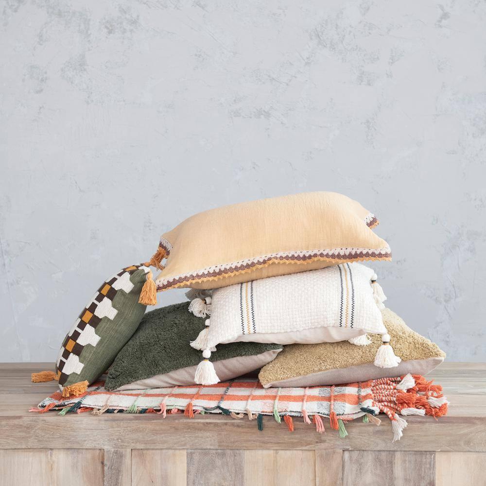 Creative Co-Op Striped Linen Throw Pillow