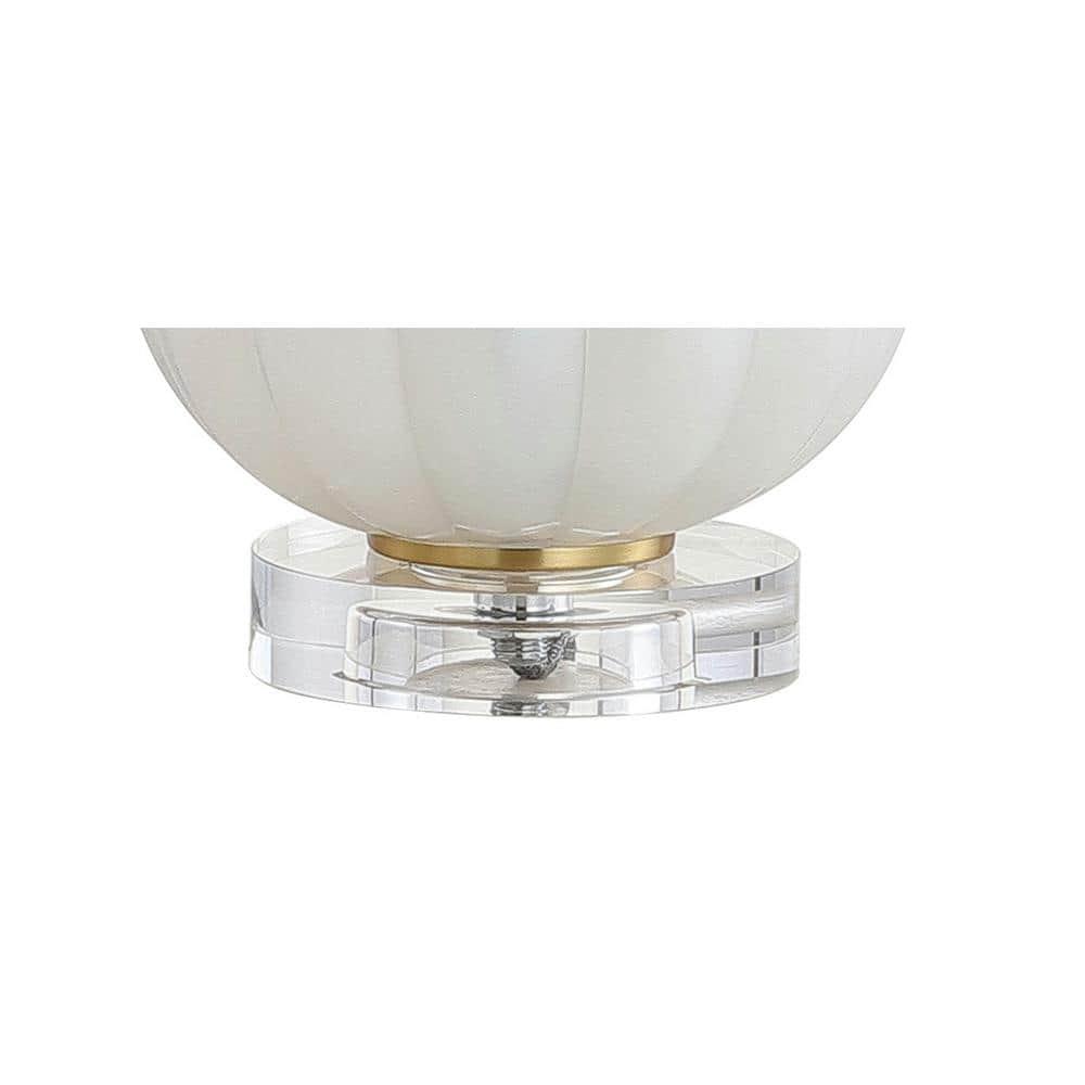 JONATHAN Y Pearl 17.5" Glass/Crystal LED Table Lamp, White/Brass Gold, JYL2076B