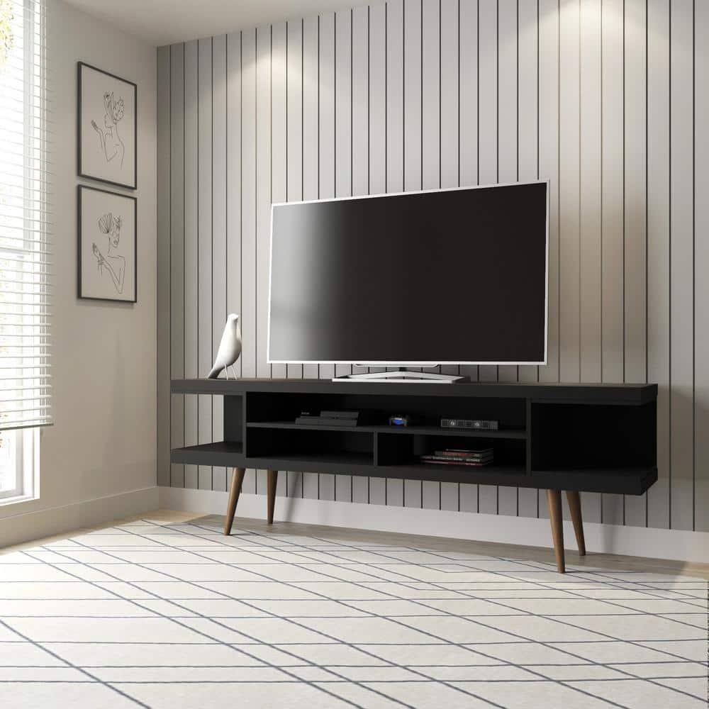 Utopia TV Stand for TVs up to 65" Black - Manhattan Comfort: Modern Media Console with Cable Management