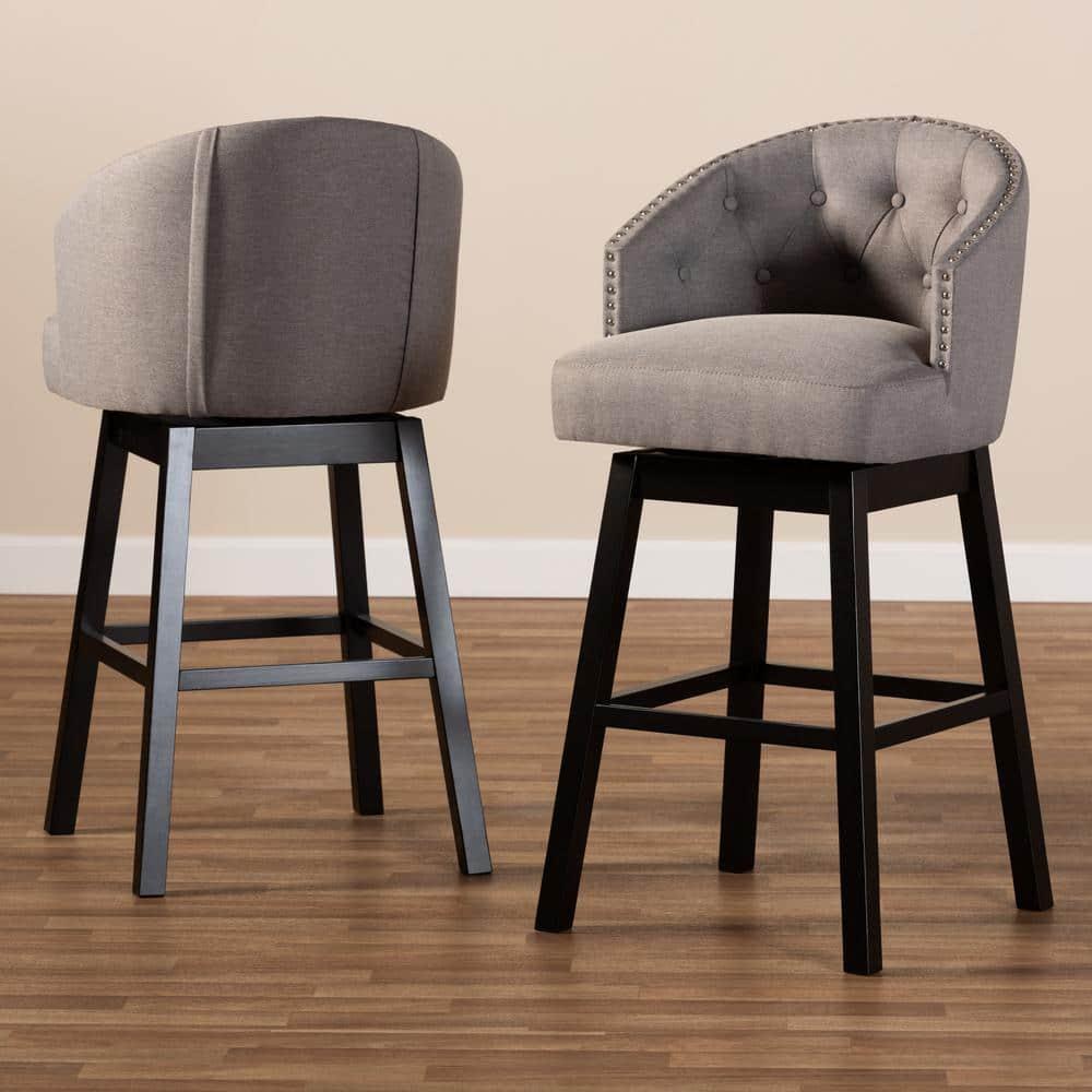 Set of 2 Theron Swivel Barstools Gray - Baxton Studio