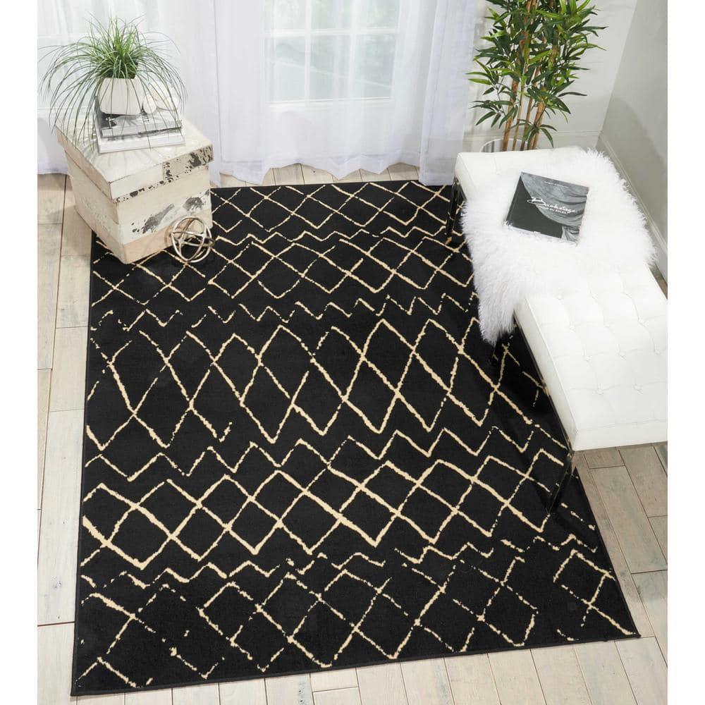 Nourison Grafix Black Area Rug GRF04 5'3"X7'3"